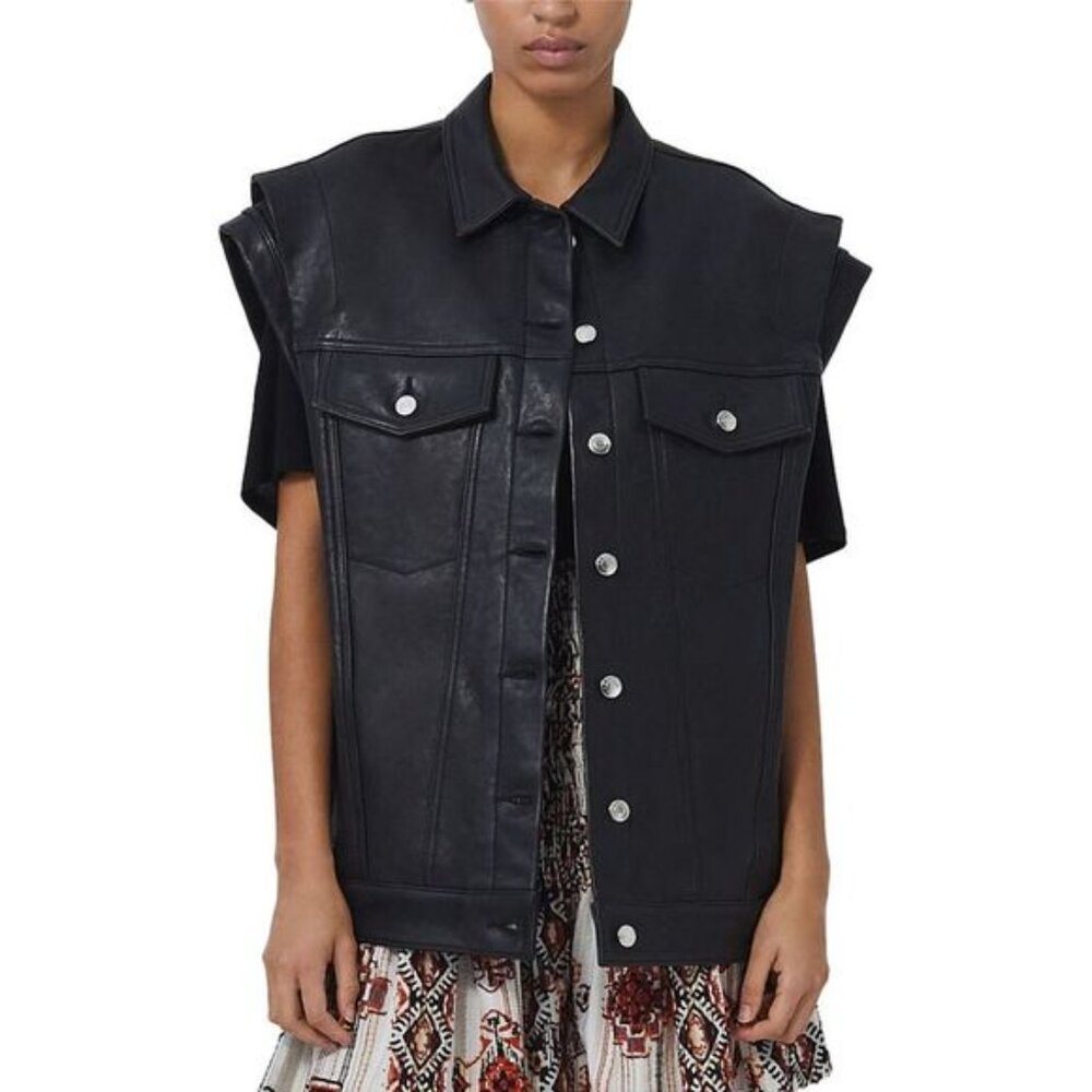 IRO Nyl Leather Vest, Size FR34, New without Tag